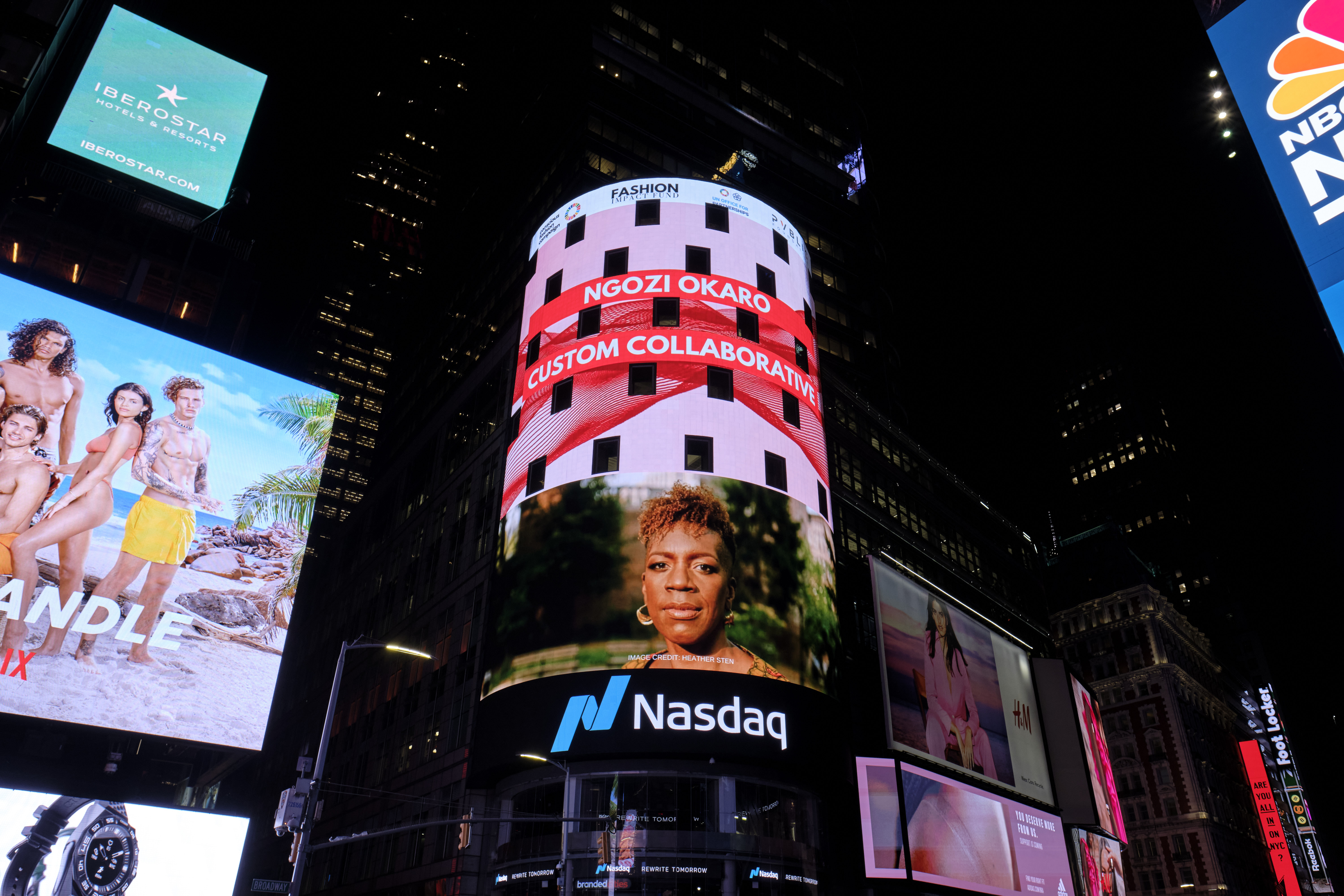 Conscious Fashion Campaign: New York | Ngozi Okaro, Executive Director, Custom Collaborative on the NASDAQ Billboard