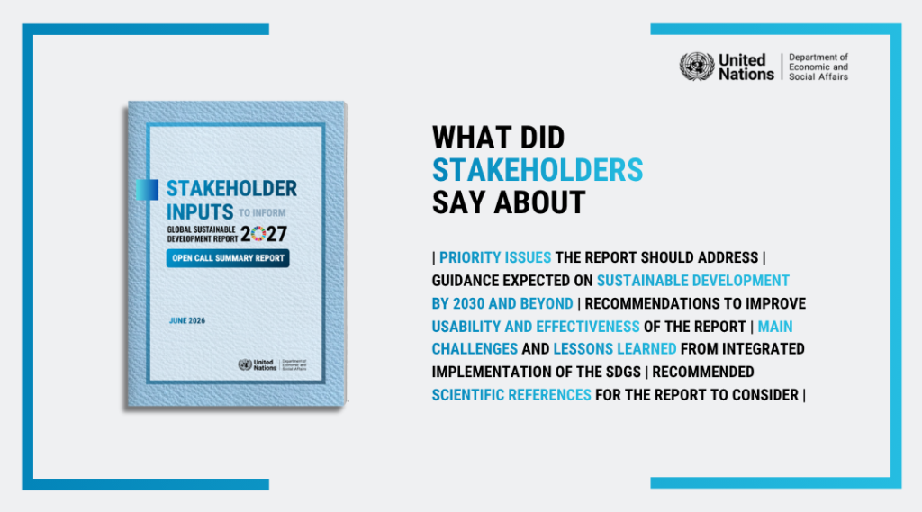 Stakeholder Inputs to inform 2027GSDR
